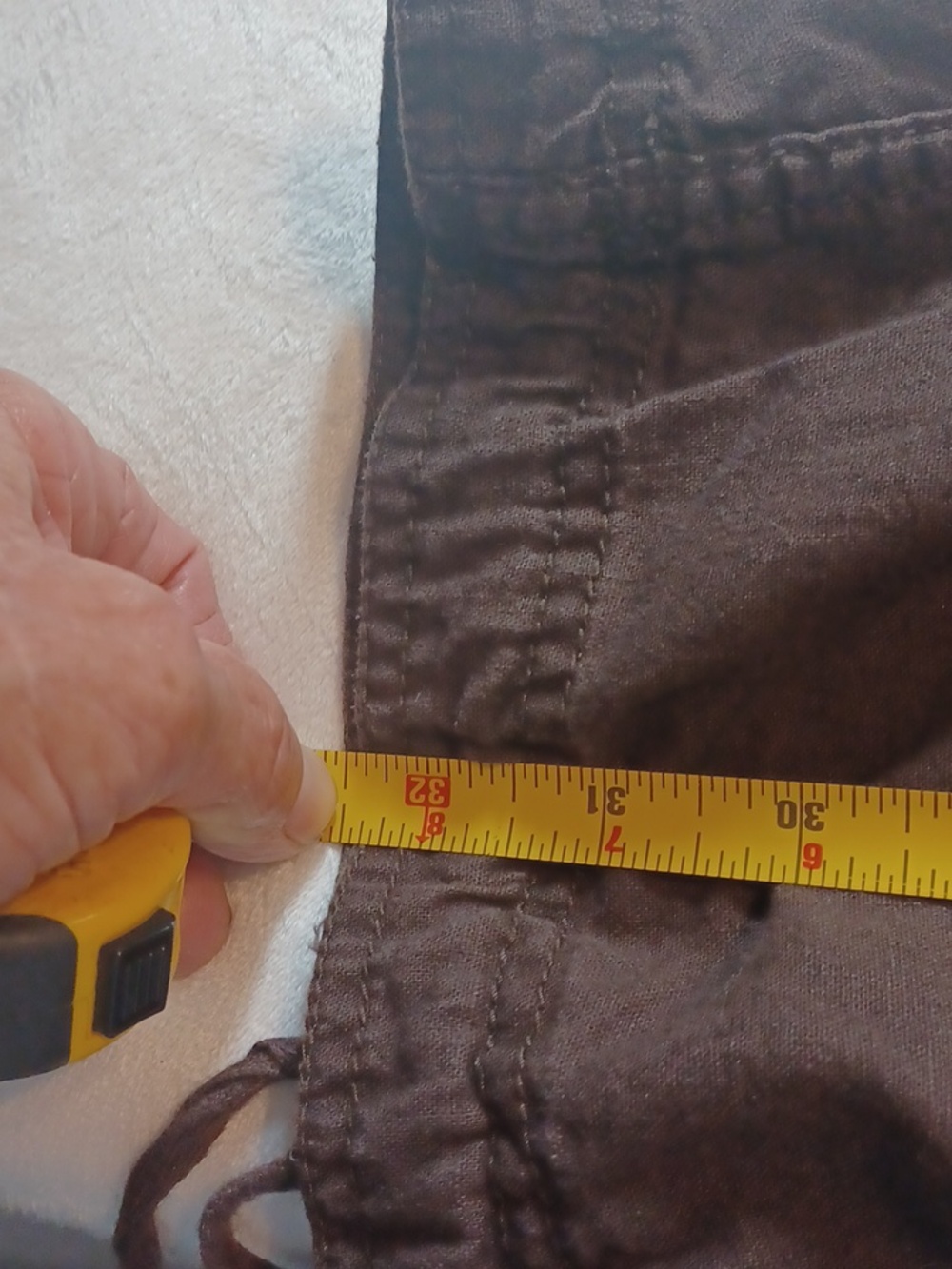 ruff hewn linen blend cargo capri pants womens size 12 brown  beach tie hem - Picture 8 of 10
